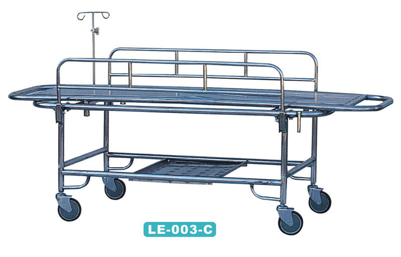 Stainless steel stretcher with four small wheels